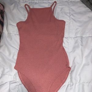 Ribbed high neck bodysuit